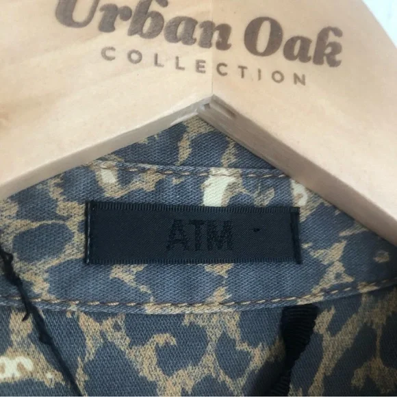 ATM Anthony Thomas Melillo Size Small Leopard-Print Button-Front Denim Jacket - Picture 3 of 11